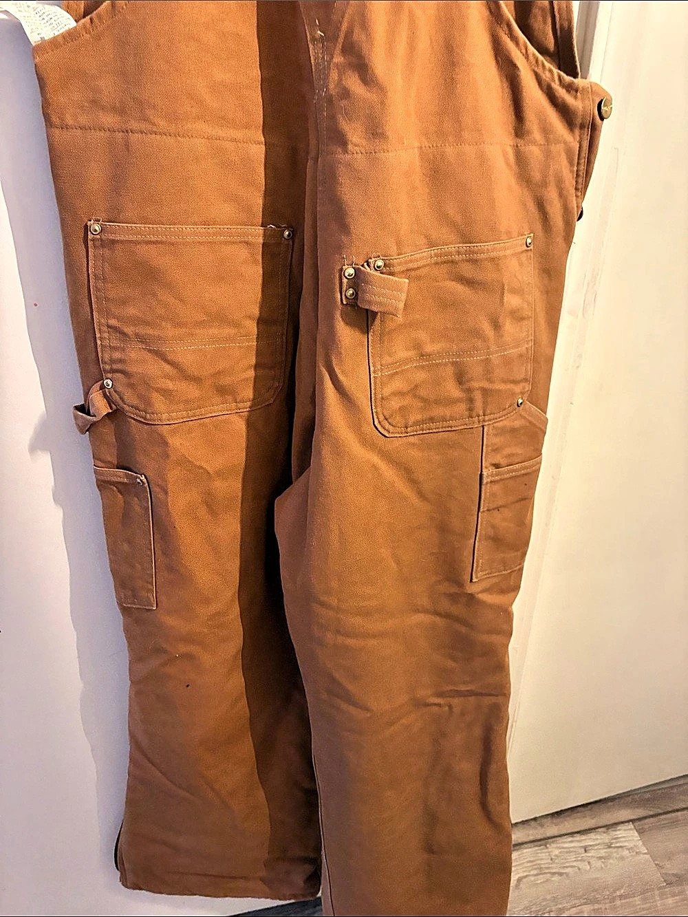 Carhartt Washed Duck Insulated Bib Overall Brown Waist 36 x 32 - Picture 6 of 7